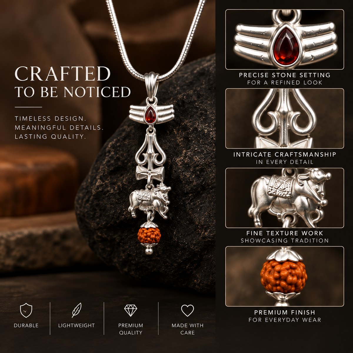 Mahadev Trishul Nandi Pendant