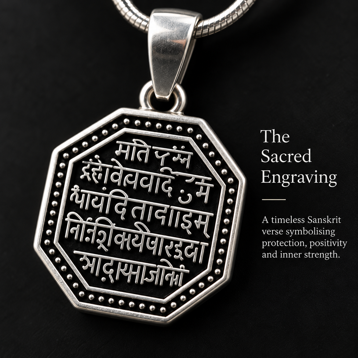 Shlok Engraved Silver Pendant – Timeless Sanskrit Craftsmanship
