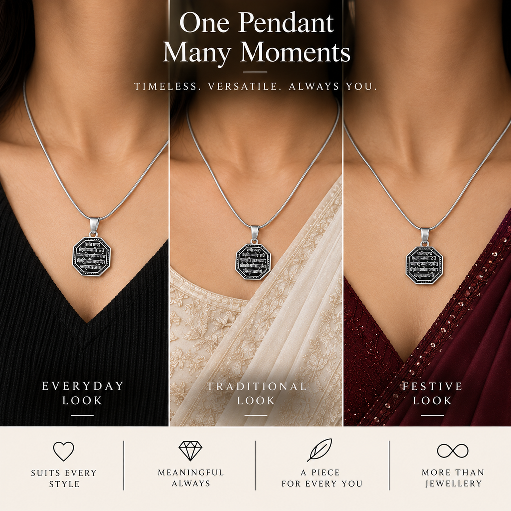 Shlok Engraved Silver Pendant – Timeless Sanskrit Craftsmanship