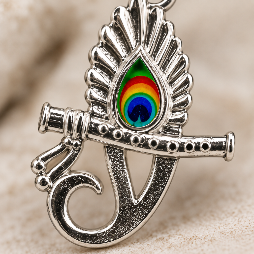 Divine Peacock Flute Silver Pendant Necklace – Meaningful Gift for Everyday Wear