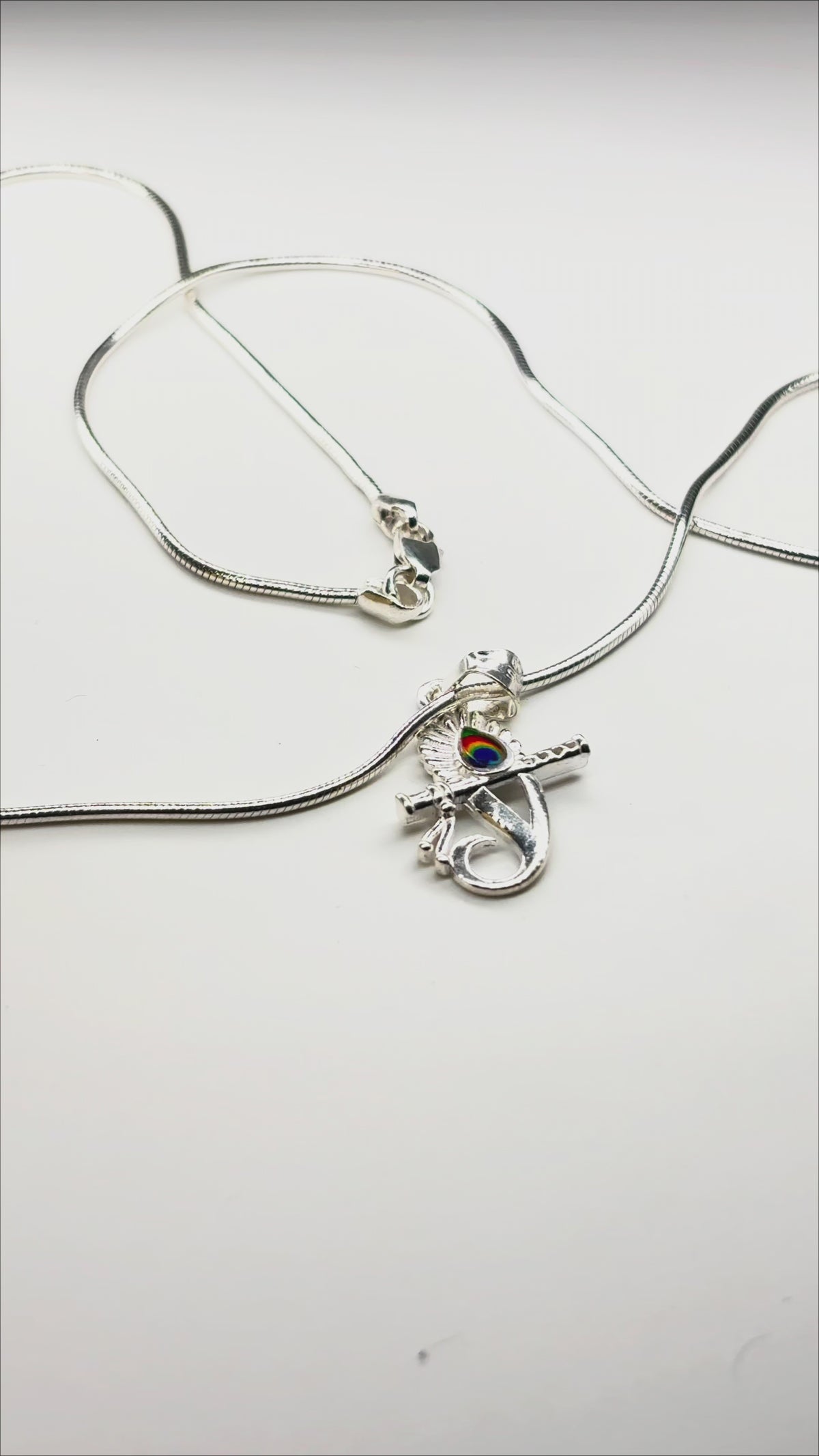 Divine Peacock Flute Silver Pendant Necklace – Meaningful Gift for Everyday Wear
